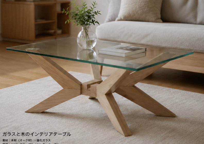 GLASS × OAK TABLE